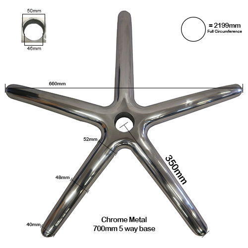 700mm Chrome Office Chair Base